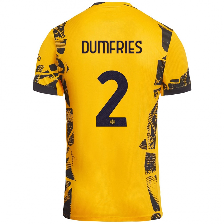 Kinder Denzel Dumfries #2 Gold Schwarz Ausweichtrikot Trikot 2024/25 T-Shirt Österreich