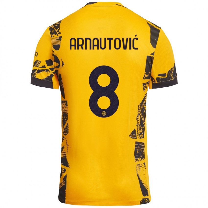 Kinder Marko Arnautovic #8 Gold Schwarz Ausweichtrikot Trikot 2024/25 T-Shirt Österreich