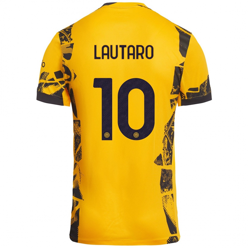 Kinder Lautaro Martínez #10 Gold Schwarz Ausweichtrikot Trikot 2024/25 T-Shirt Österreich