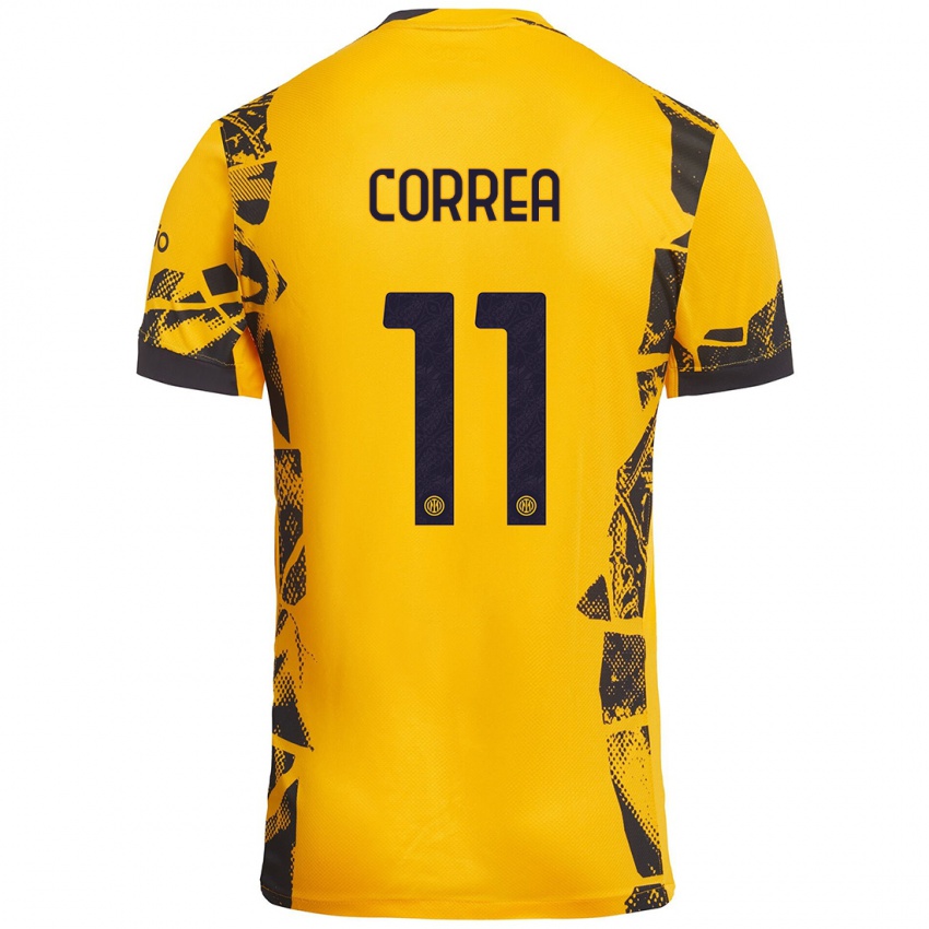 Kinder Joaquín Correa #11 Gold Schwarz Ausweichtrikot Trikot 2024/25 T-Shirt Österreich