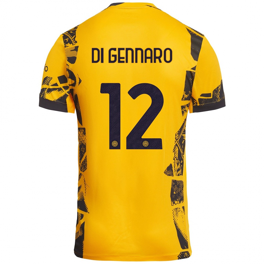 Kinder Raffaele Di Gennaro #12 Gold Schwarz Ausweichtrikot Trikot 2024/25 T-Shirt Österreich