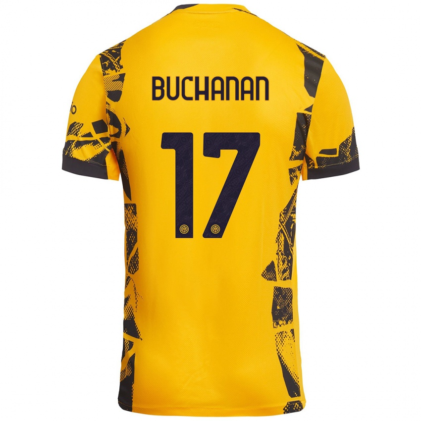 Kinder Tajon Buchanan #17 Gold Schwarz Ausweichtrikot Trikot 2024/25 T-Shirt Österreich