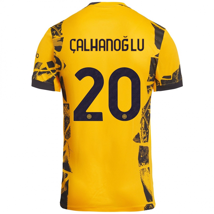 Kinder Hakan Çalhanoğlu #20 Gold Schwarz Ausweichtrikot Trikot 2024/25 T-Shirt Österreich