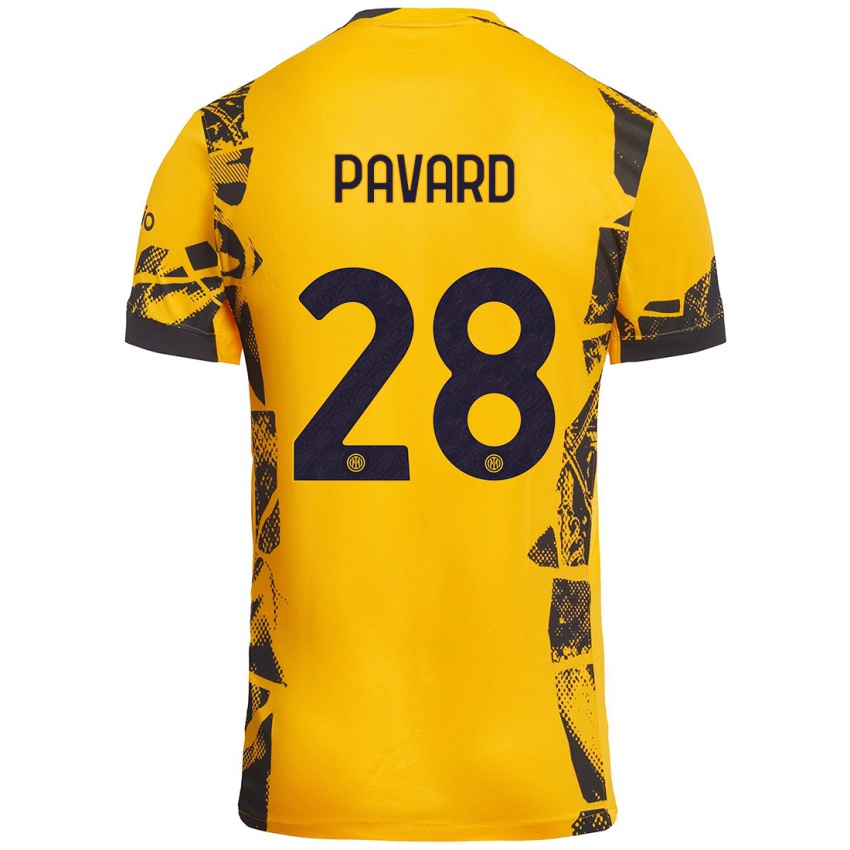 Kinder Benjamin Pavard #28 Gold Schwarz Ausweichtrikot Trikot 2024/25 T-Shirt Österreich