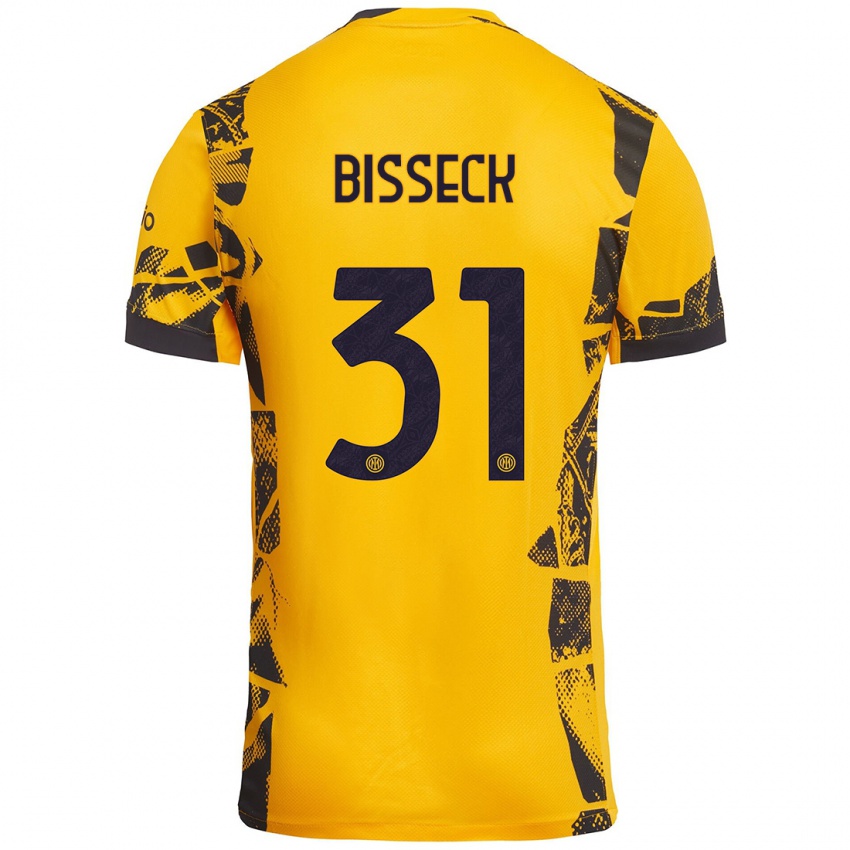 Kinder Yann Bisseck #31 Gold Schwarz Ausweichtrikot Trikot 2024/25 T-Shirt Österreich