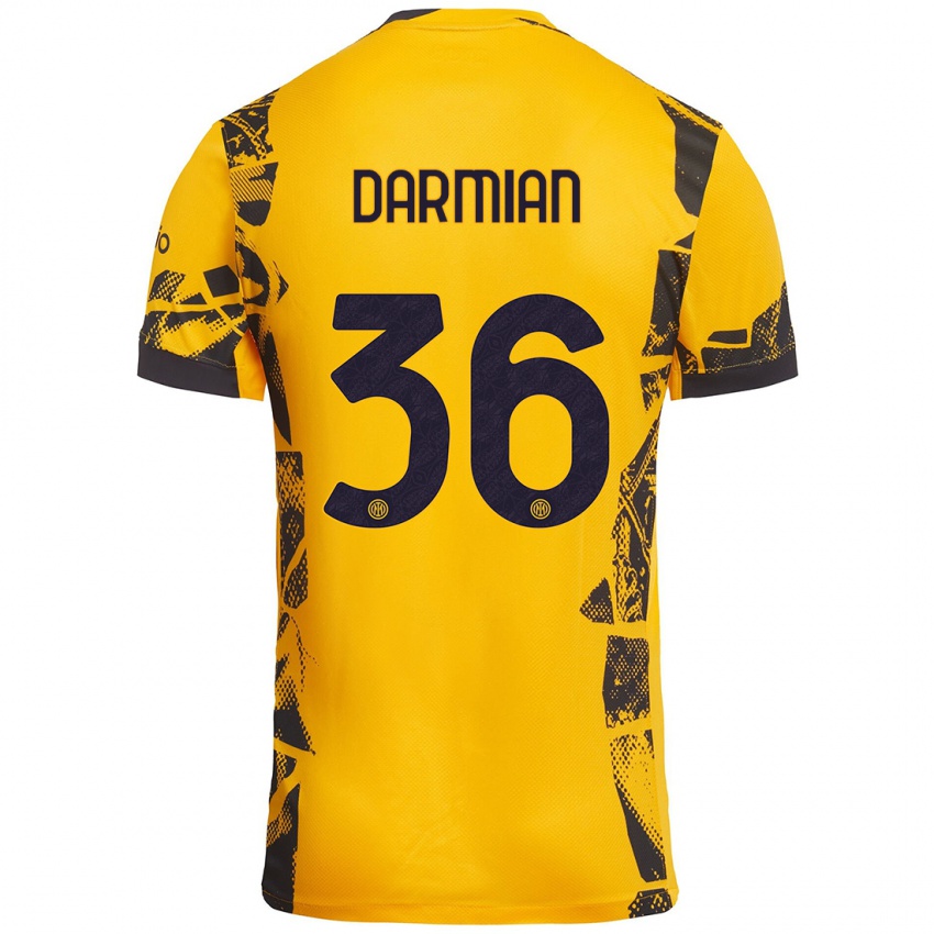 Kinder Matteo Darmian #36 Gold Schwarz Ausweichtrikot Trikot 2024/25 T-Shirt Österreich