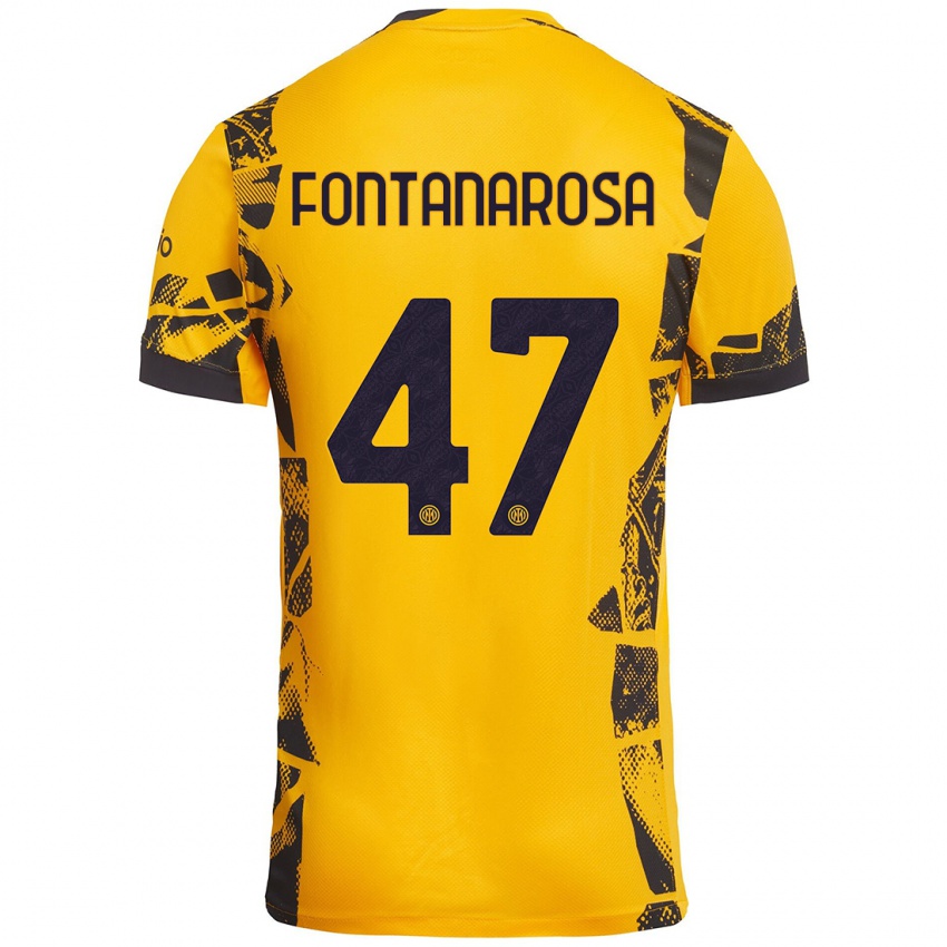 Kinder Alessandro Fontanarosa #47 Gold Schwarz Ausweichtrikot Trikot 2024/25 T-Shirt Österreich