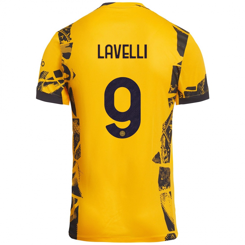 Kinder Matteo Lavelli #9 Gold Schwarz Ausweichtrikot Trikot 2024/25 T-Shirt Österreich