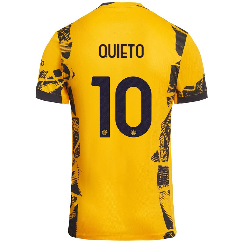 Kinder Daniele Quieto #10 Gold Schwarz Ausweichtrikot Trikot 2024/25 T-Shirt Österreich