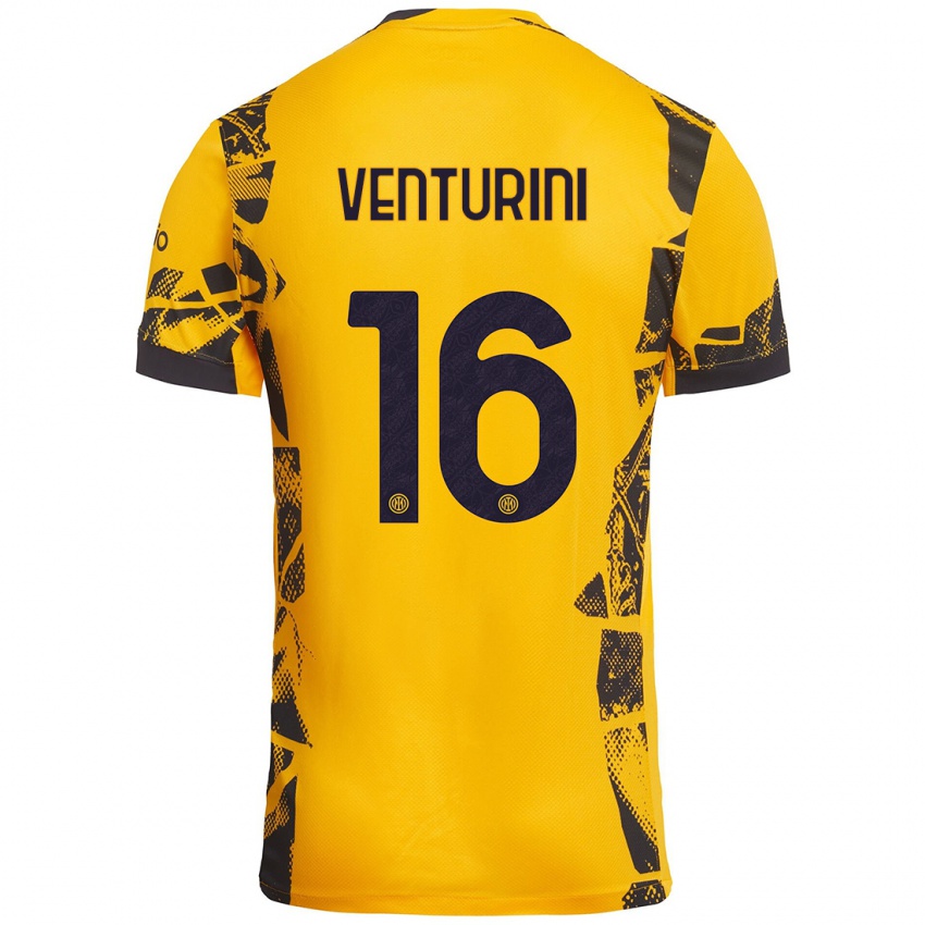 Kinder Matteo Venturini #16 Gold Schwarz Ausweichtrikot Trikot 2024/25 T-Shirt Österreich