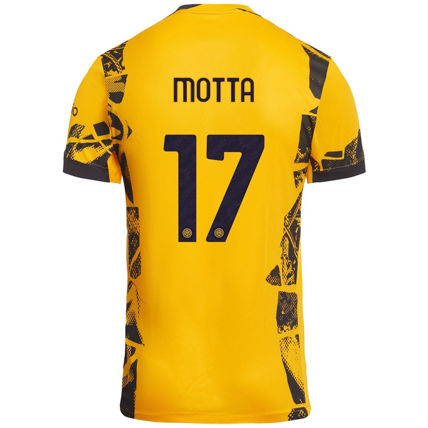 Kinder Matteo Motta #17 Gold Schwarz Ausweichtrikot Trikot 2024/25 T-Shirt Österreich