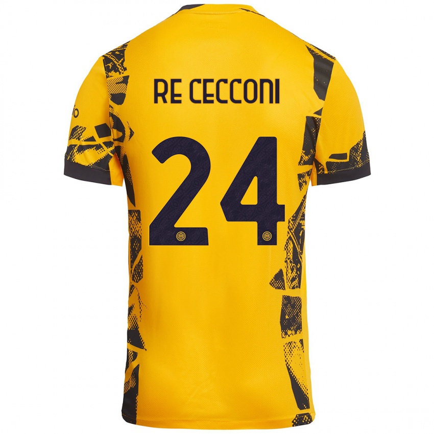 Kinder Gabriele Re Cecconi #24 Gold Schwarz Ausweichtrikot Trikot 2024/25 T-Shirt Österreich