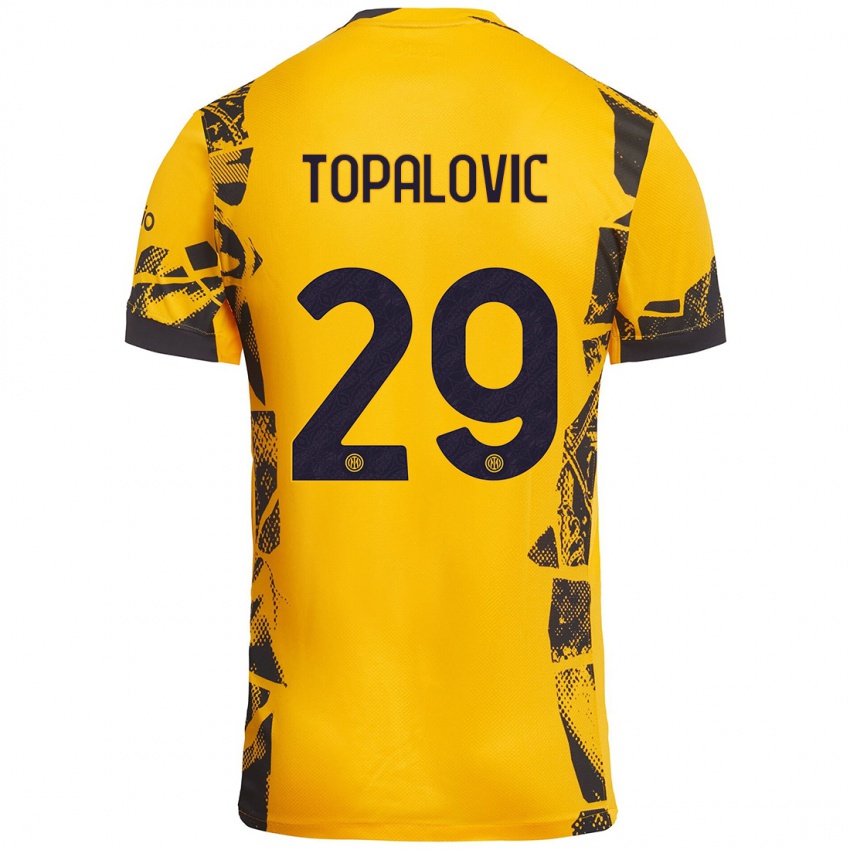 Kinder Luka Topalovic #29 Gold Schwarz Ausweichtrikot Trikot 2024/25 T-Shirt Österreich