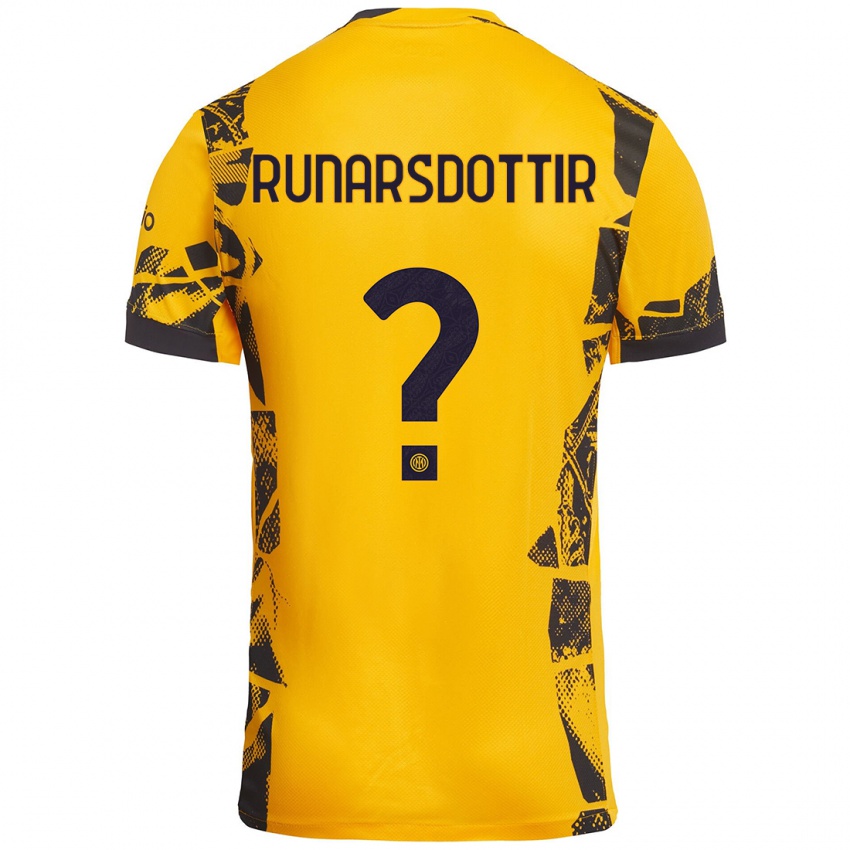 Kinder Cecilía Rán Rúnarsdóttir #0 Gold Schwarz Ausweichtrikot Trikot 2024/25 T-Shirt Österreich