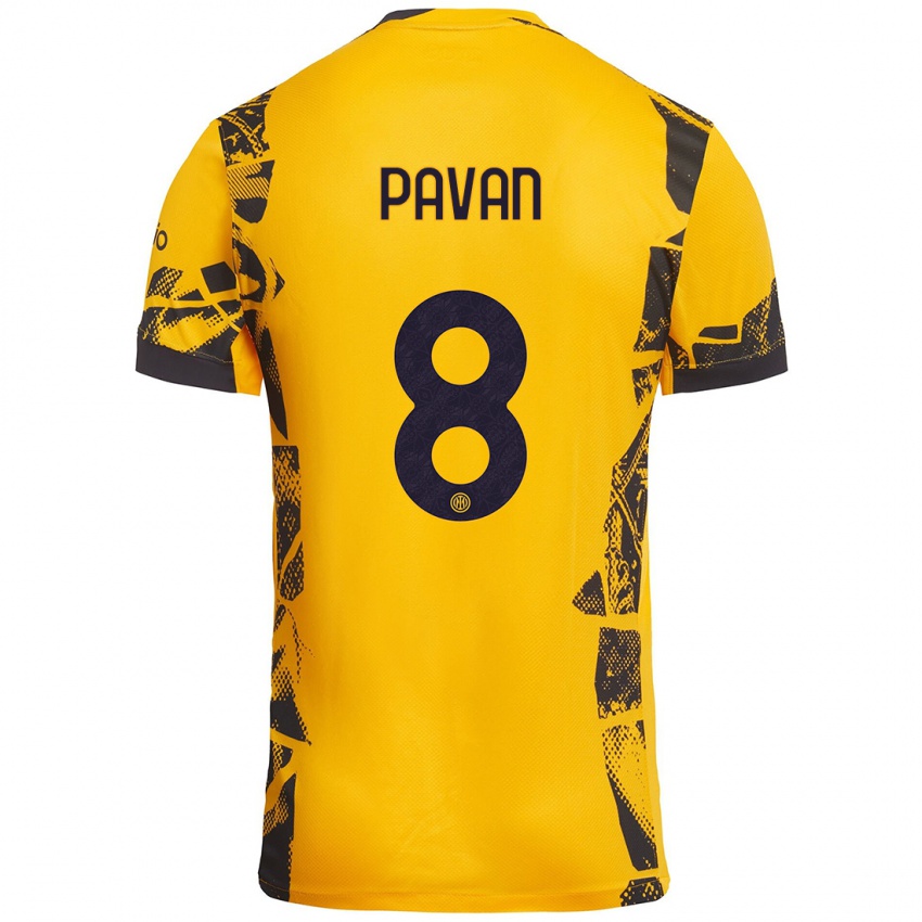 Kinder Matilde Pavan #8 Gold Schwarz Ausweichtrikot Trikot 2024/25 T-Shirt Österreich