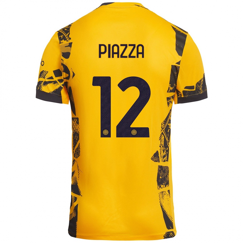 Kinder Alessia Piazza #12 Gold Schwarz Ausweichtrikot Trikot 2024/25 T-Shirt Österreich