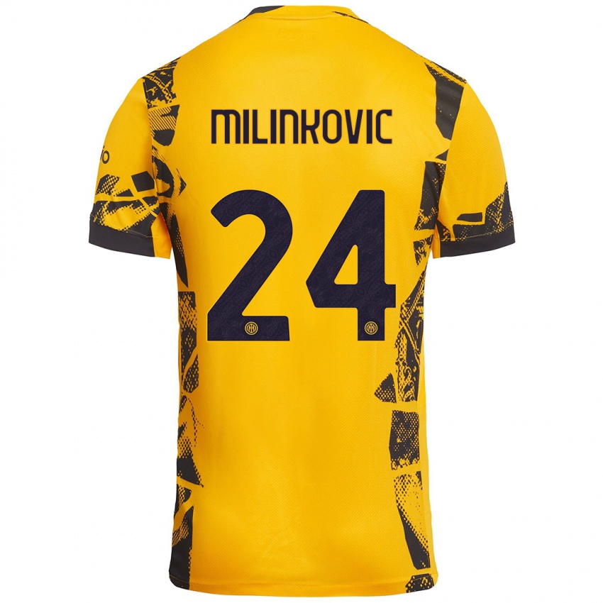 Kinder Marija Milinković #24 Gold Schwarz Ausweichtrikot Trikot 2024/25 T-Shirt Österreich