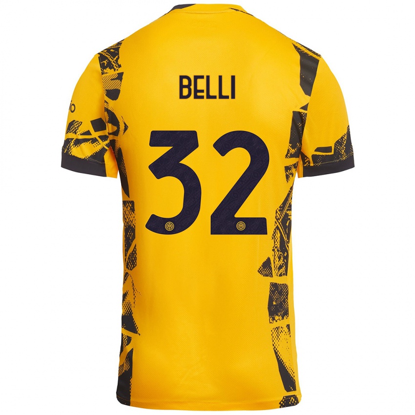 Kinder Elena Belli #32 Gold Schwarz Ausweichtrikot Trikot 2024/25 T-Shirt Österreich