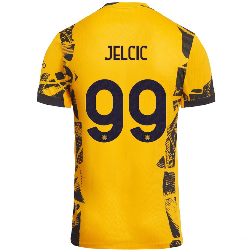 Kinder Maja Jelčić #99 Gold Schwarz Ausweichtrikot Trikot 2024/25 T-Shirt Österreich