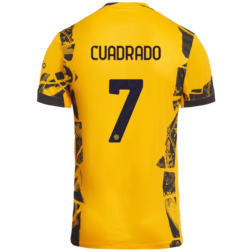 Kinder Juan Cuadrado #7 Gold Schwarz Ausweichtrikot Trikot 2024/25 T-Shirt Österreich