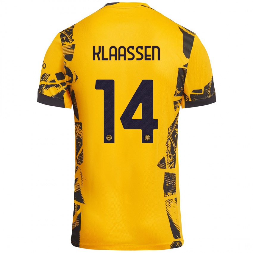 Kinder Davy Klaassen #14 Gold Schwarz Ausweichtrikot Trikot 2024/25 T-Shirt Österreich