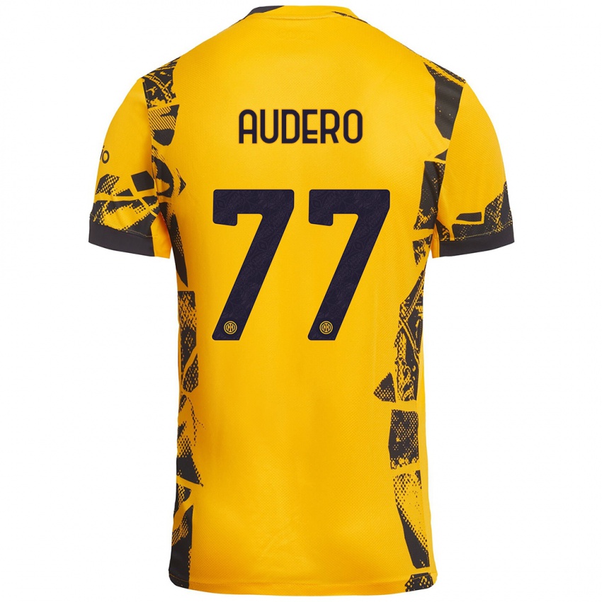 Kinder Emil Audero #77 Gold Schwarz Ausweichtrikot Trikot 2024/25 T-Shirt Österreich