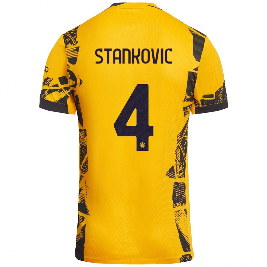 Kinder Aleksandar Stankovic #4 Gold Schwarz Ausweichtrikot Trikot 2024/25 T-Shirt Österreich