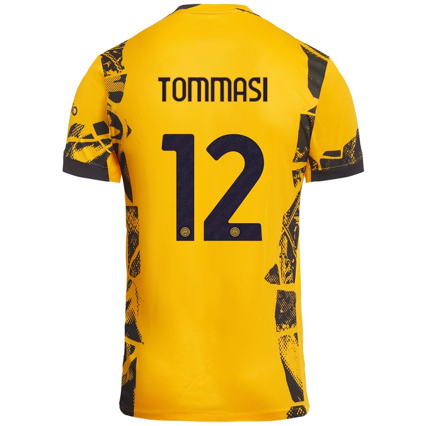 Kinder Francesco Tommasi #12 Gold Schwarz Ausweichtrikot Trikot 2024/25 T-Shirt Österreich