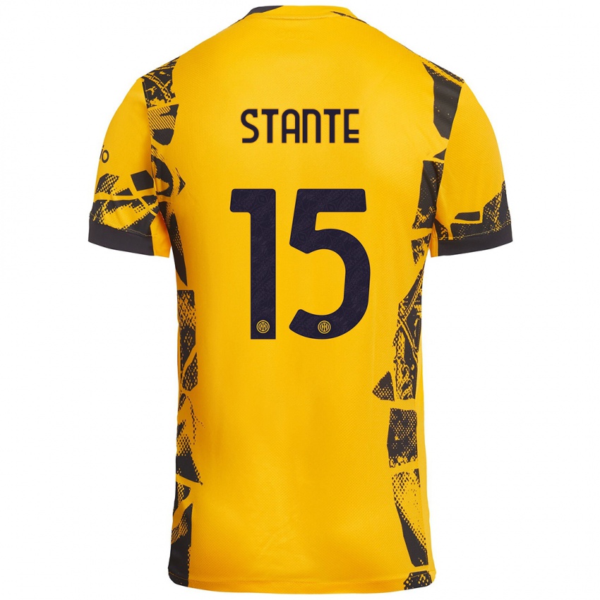 Kinder Francesco Stante #15 Gold Schwarz Ausweichtrikot Trikot 2024/25 T-Shirt Österreich