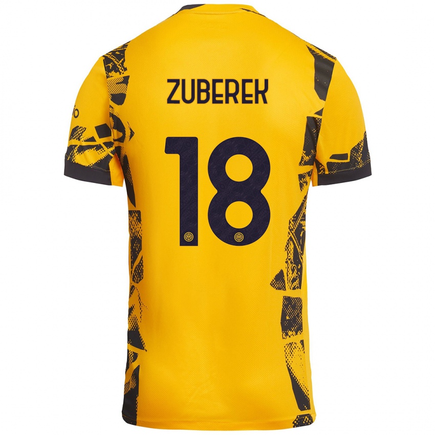 Kinder Jan Zuberek #18 Gold Schwarz Ausweichtrikot Trikot 2024/25 T-Shirt Österreich