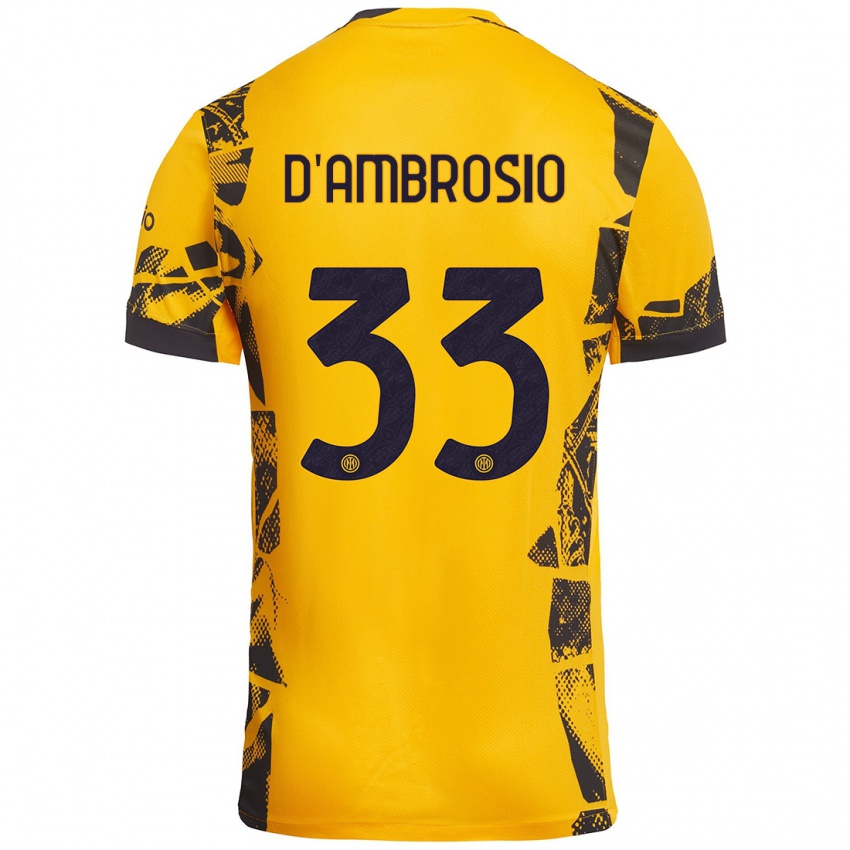 Kinder Danilo D'ambrosio #33 Gold Schwarz Ausweichtrikot Trikot 2024/25 T-Shirt Österreich