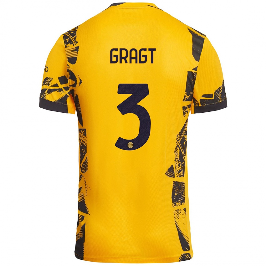 Kinder Stefanie Van Der Gragt #3 Gold Schwarz Ausweichtrikot Trikot 2024/25 T-Shirt Österreich