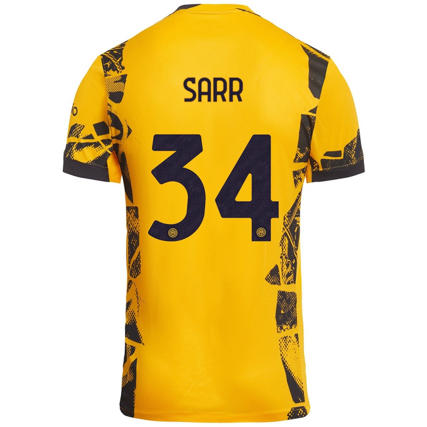 Kinder Amadou Sarr #34 Gold Schwarz Ausweichtrikot Trikot 2024/25 T-Shirt Österreich