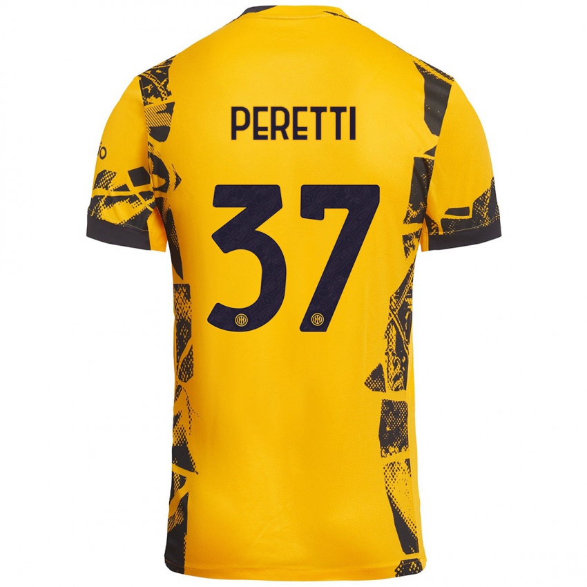 Kinder Lorenzo Peretti #37 Gold Schwarz Ausweichtrikot Trikot 2024/25 T-Shirt Österreich