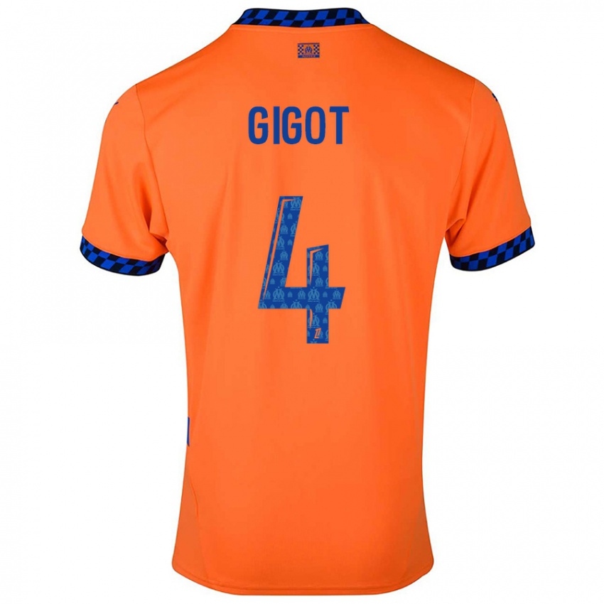 Kinder Samuel Gigot #4 Orange Dunkelblau Ausweichtrikot Trikot 2024/25 T-Shirt Österreich