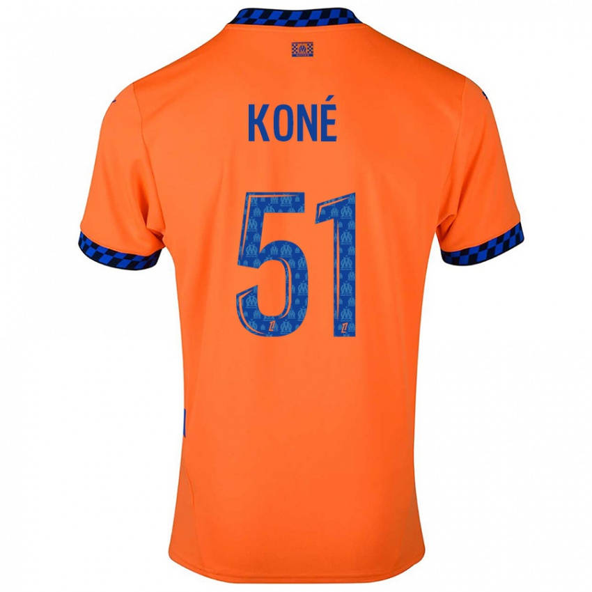 Kinder Ismaël Koné #51 Orange Dunkelblau Ausweichtrikot Trikot 2024/25 T-Shirt Österreich