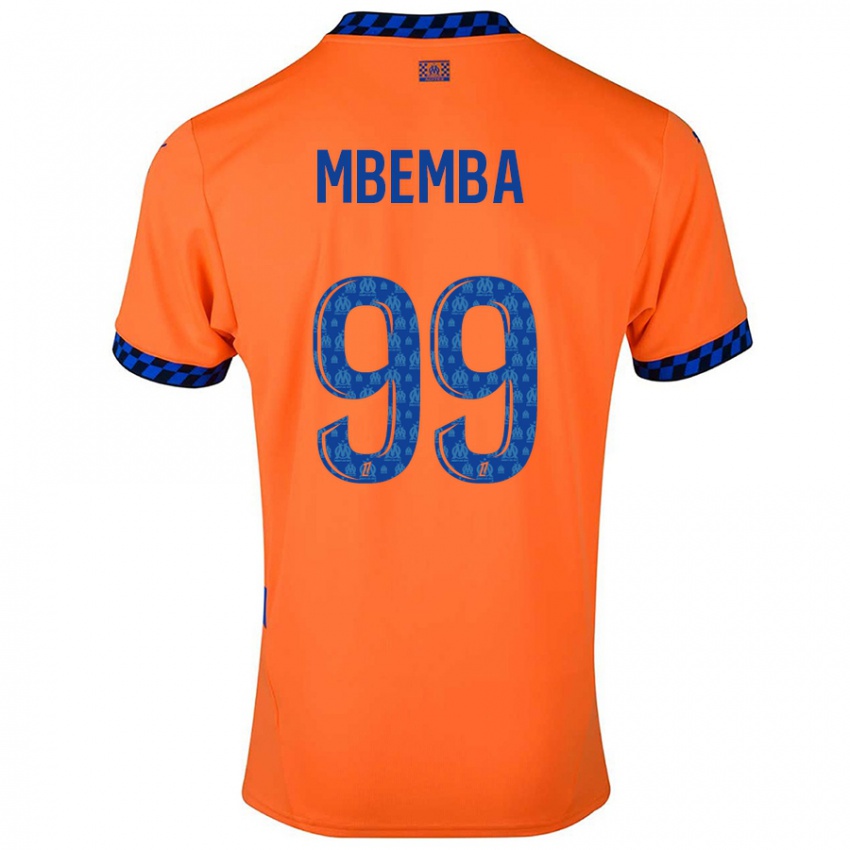 Kinder Chancel Mbemba #99 Orange Dunkelblau Ausweichtrikot Trikot 2024/25 T-Shirt Österreich