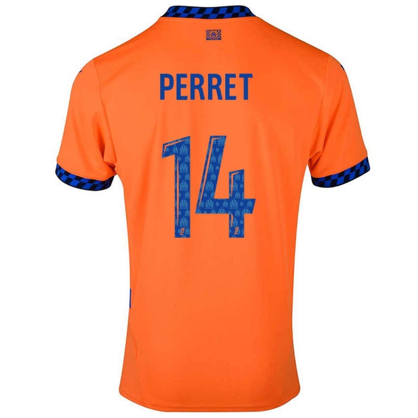 Kinder Jenny Perret #14 Orange Dunkelblau Ausweichtrikot Trikot 2024/25 T-Shirt Österreich