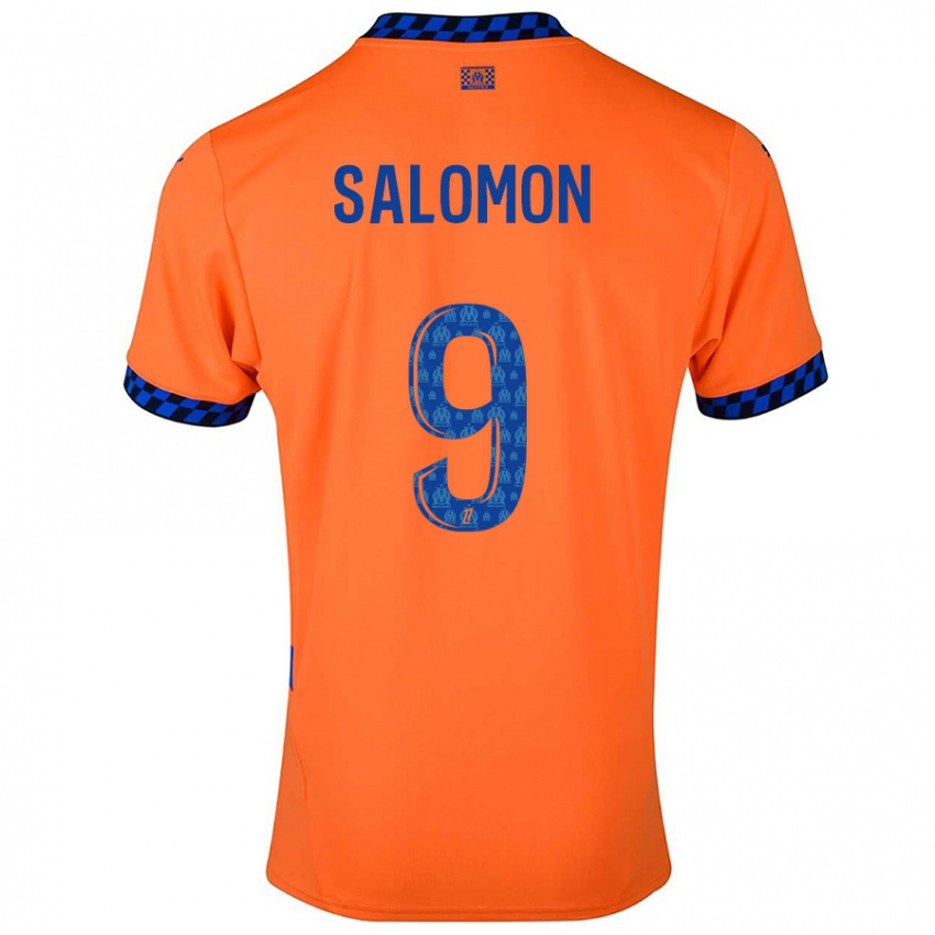 Kinder Maeva Salomon #9 Orange Dunkelblau Ausweichtrikot Trikot 2024/25 T-Shirt Österreich