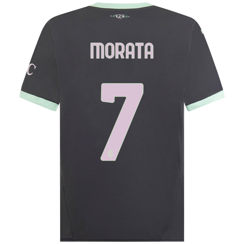 Kinder Alvaro Morata #7 Grau Ausweichtrikot Trikot 2024/25 T-Shirt Österreich