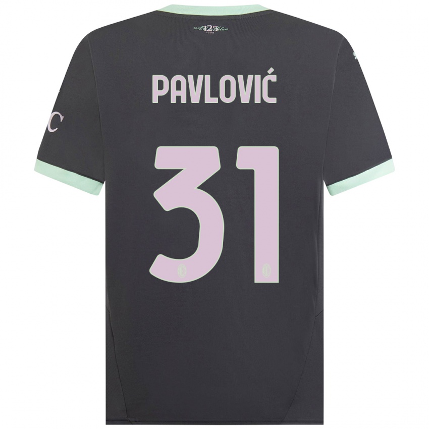 Kinder Strahinja Pavlović #31 Grau Ausweichtrikot Trikot 2024/25 T-Shirt Österreich