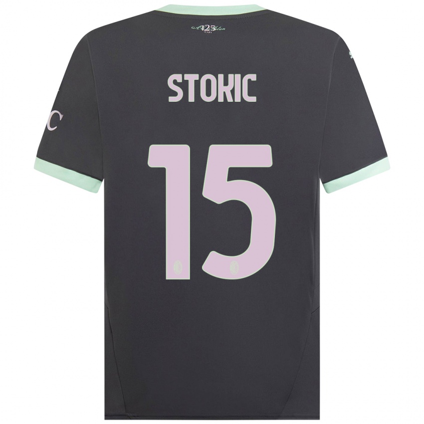 Kinder Sara Stokić #15 Grau Ausweichtrikot Trikot 2024/25 T-Shirt Österreich