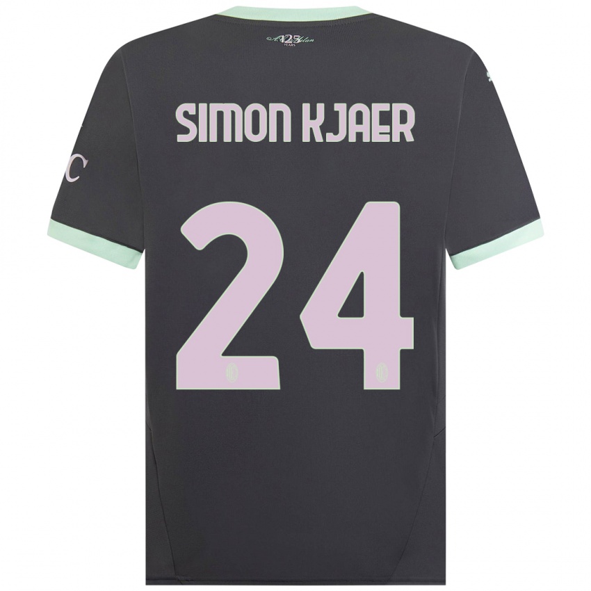 Kinder Simon Kjaer #24 Grau Ausweichtrikot Trikot 2024/25 T-Shirt Österreich