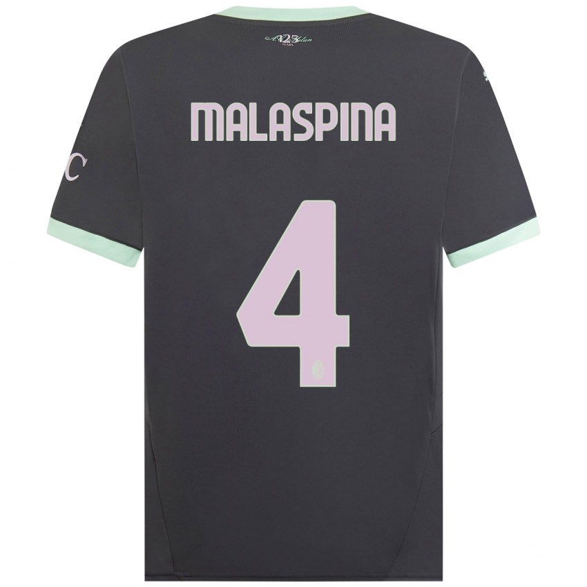 Kinder Mattia Malaspina #4 Grau Ausweichtrikot Trikot 2024/25 T-Shirt Österreich