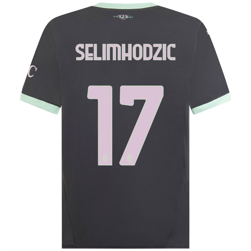 Kinder Noa Selimhodzic #17 Grau Ausweichtrikot Trikot 2024/25 T-Shirt Österreich