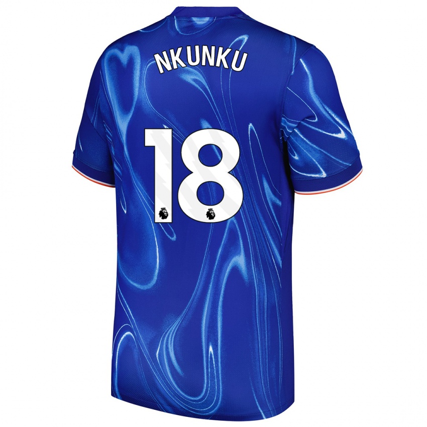 Herren Christopher Nkunku #18 Blau Weiß Heimtrikot Trikot 2024/25 T-Shirt Österreich