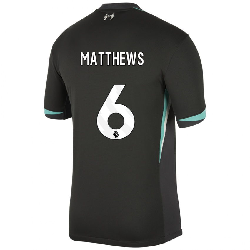 Herren Jasmine Matthews #6 Schwarz Anthrazitweiß Auswärtstrikot Trikot 2024/25 T-Shirt Österreich