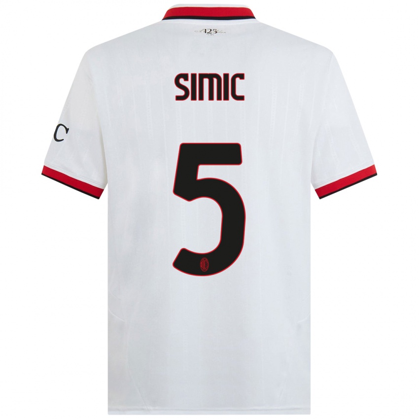 Herren Jan-Carlo Simic #5 Weiß Schwarz Rot Auswärtstrikot Trikot 2024/25 T-Shirt Österreich