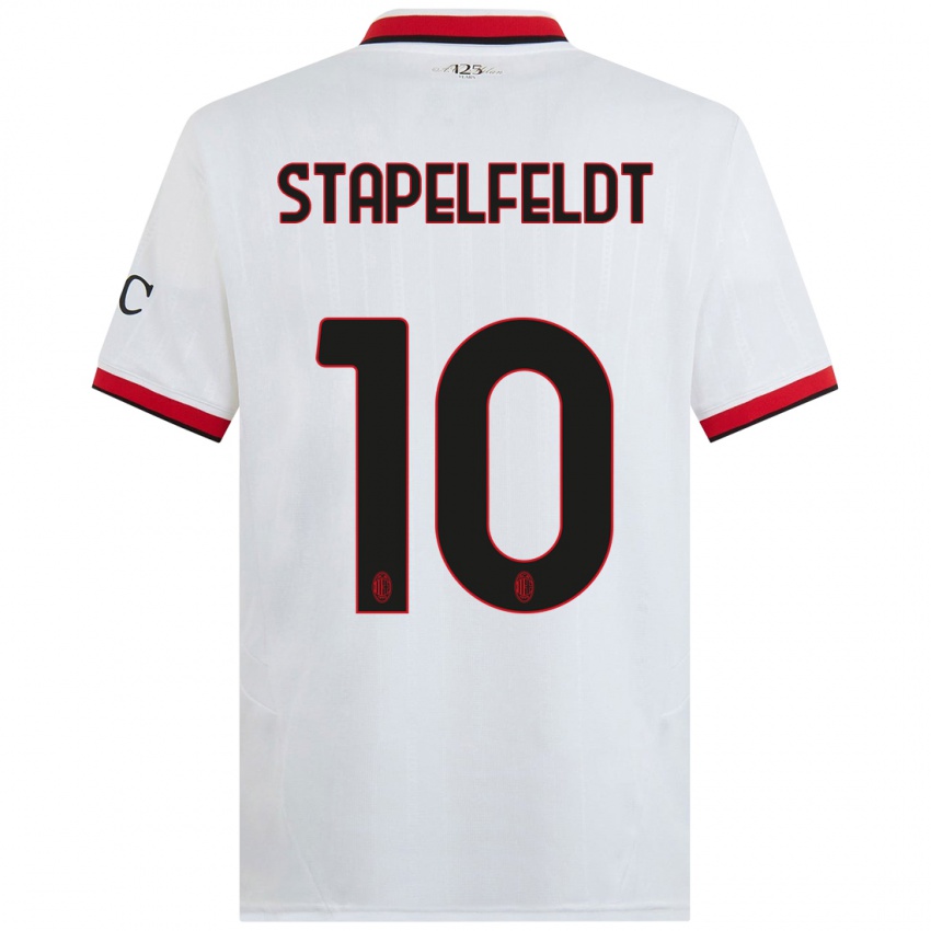 Herren Nina Stapelfeldt #10 Weiß Schwarz Rot Auswärtstrikot Trikot 2024/25 T-Shirt Österreich