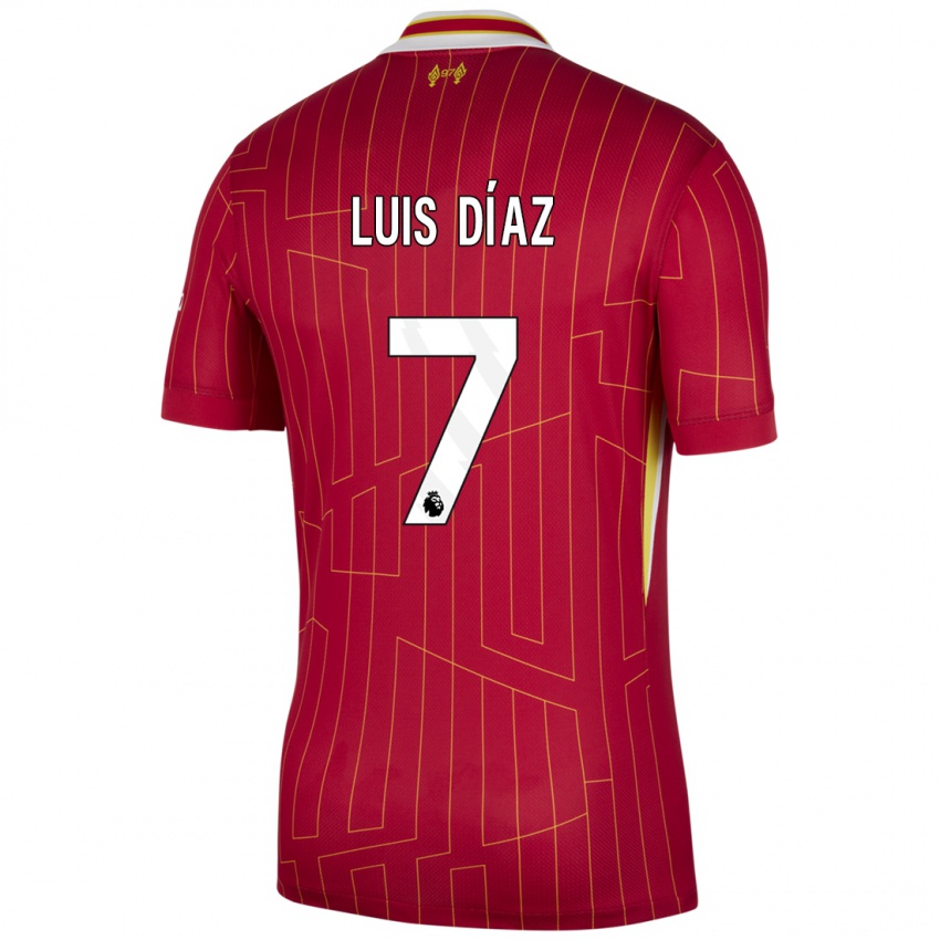 Damen Luis Diaz #7 Rot Gelb Weiß Heimtrikot Trikot 2024/25 T-Shirt Österreich